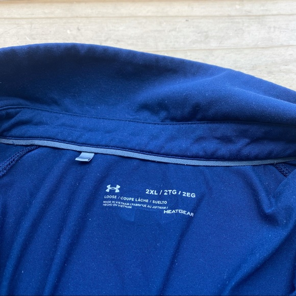 USED 2XL under Armour Golf Playoff Navy Blue Polo - Picture 3 of 4